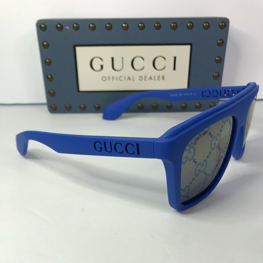 💯 Authentic - NEW Gucci GG1570S - 004 Blue Sunglasses - Picture 7 of 14